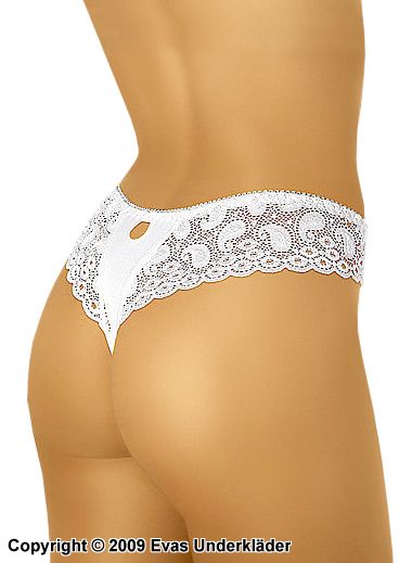 Thong panty with paisley lace